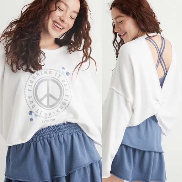 aerie Tops - Aerie Weekend Pretty Back Sweatshirt